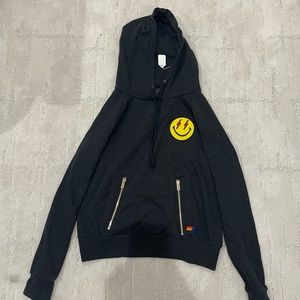 NWT Aviator Nation Bolt Smiley Embroidery Relaxed Pullover Hoodie